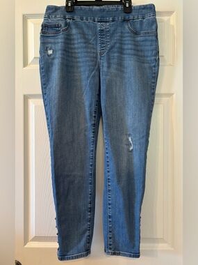 Chico’s Jeggings Women's Stretch Denim Jeans with cute rivets Size 10R (1.5)